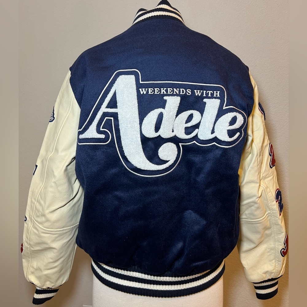 Brand new Weekends With Adele leather and wool varsity jacket Size XS